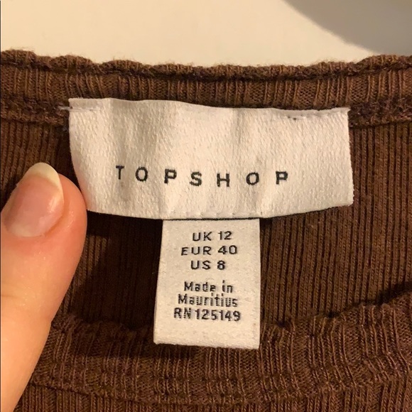 Size 8 Top Shop Brown Crop Tee - Picture 3 of 4
